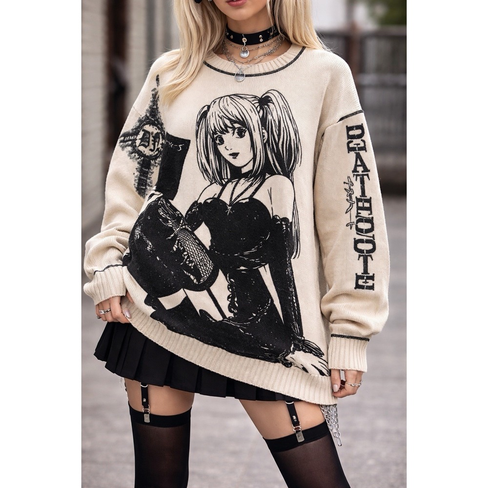 Dolls Kill Death Note Perfect Pop Idol Sweater XL Anime Goth Y2K Oversized